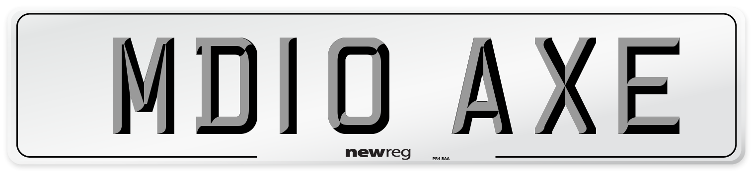 MD10 AXE Number Plate from New Reg